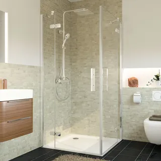 Breuer Eckeinstieg Drehtür Breuer Avanta 80x80 cm Klarglas Profilfarbe chrom