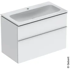 Bild iCon Set Möbelwaschtisch/Unterschrank 90cm weiß, weiß matt, Griff: weiß/pulverbeschichtet matt