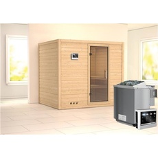 Bild Sauna Sonara 40mm Fronteinstieg, 9 kW Bio Saunaofen 9kW extern Klarglastür