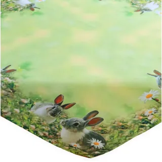 Tischdecke 85 x 85 cm Mitteldecke Ostern Tischdeko Frühling grün bunt Osterhasen Osterdekoration