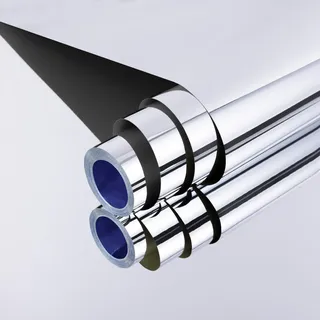 Hode Spiegelfolie Selbstklebend Silber 40x1000cm, Klebespiegel für die Wand Schrank, Spiegel zum Kleben Deko, Wandspiegel Folie Selbstklebend Klebefolie Möbel Wohnzimmer Küche Basteln Modern