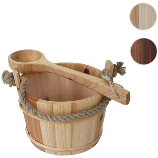 Mendler Saunakübel mit Einsatz HWC-B26, Saunazubehör Saunaeimer Saunakelle Aufguss, Kiefernholz 3,5 L ~ hell-braun