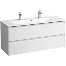 Laufen Palace Set, Waschtisch, 2 Hahnlöcher, Überlauf, inkl. Base Waschtischunterbau, 2 Schubladen, 1200x543mm, Griffleiste Aluminium eloxiert, H860709, Farbe: Multicolor