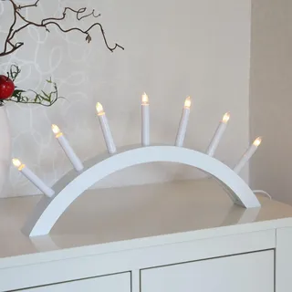 Lichterbogen 'Aura' - 7 warmweiße Glühlampen - L: 58cm, H: 29cm - Holz - Schalter - Weiß - Weiß