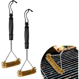 2 Stück Grillbürste Messing, Grill Reinigungsbürste Messingbürste Grill, Grillbürste für Gussrost, Reinigungsbürste für Grillrost Gasgrill Holzkohlegrill Gusseisengrill
