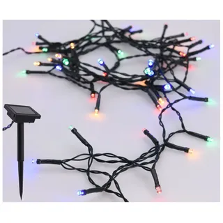 Spetebo Solar Draht Lichterkette bunt - 7 m / 50 LED - Deko Beleuchtung für Garten Balkon