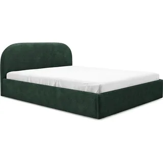 BETTSO Grün Bett Doppelbett Polsterbett 200x200 LUNA BOUCLE mit Kopfstütze und Bettkasten hydraulisches Boxspringbett - Grün