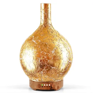 Porseme Aroma Diffuser Luftbefeuchter,150ml Handgeblasen Ultraschall | Leise Diffusor 7 farbwechselnde LEDs,Diffuser für Ätherische Öle Raumbefeuchter BPA Frei für Wohnung mit Timer(goldplated)
