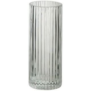 J-Line Zylindrische Vase, Linien, Glas, transparent, klein, 2 Stück