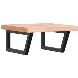 vidaXL Waschbeckenregal Wandmontage Stahl und Massivholz Buche - Braun