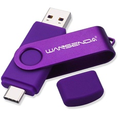 WANSENDA USB C Stick 128GB, USB-Stick Typ C Speicherstick OTG USB 3.0 Dual Flash Drive 2-in-1 Memory Stick für Tablet, PC, MacBook, Typ C Android Handy (128G, Lila)