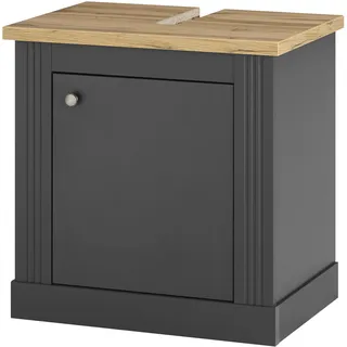 Home affaire Waschbeckenunterschrank »WESTMINSTER, Waschtisch im Landhausstil, Badschrank mit Metallgriffen« in 2 Farben verfügbar, mit Stauraum hinter Drehtür, grau