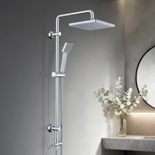 JOHO Edelstahl Regendusche Set Duschsystem Chrom 20x20cm