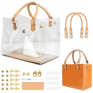 Orifesio Transparente Handtasche, Klar PVC DIY Tote Tasche Making Kit, Durchsichtige Tragetasche, DIY Taschen Set, Handgefertigte Geschenktüten Zubehör, Geschenktüten-Makeover, Transparent Bag Set, A
