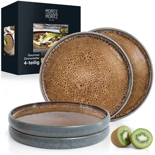 Moritz & Moritz Steingut Teller Set Groß - 4 Stück 26 cm - Steingut Teller Set als Speiseteller, Servierteller, Frühstücksteller - Geschirr Set zum Servieren - Serie Solid
