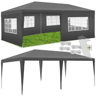 Tectake Pavillon Novara 6 x 3 m inkl. 5 Seitenteile Grau