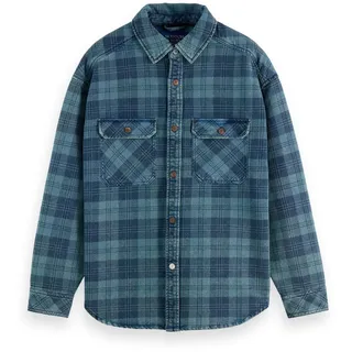 Scotch & Soda Herren Washed Denim Checked Overshirt Overshirt (1er Pack)