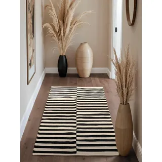 HANSE HOME Vika Wollteppich 80 x 200 cm Schwarz/Weiß
