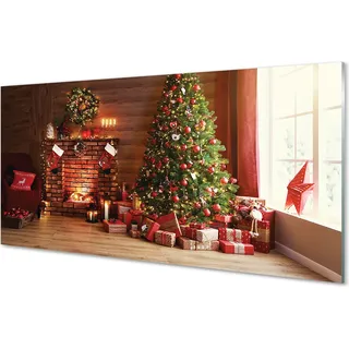 Spritzschutz 100x50 Wandkunst Kamin Geschenke Weihnachtsbaumbeleuchtungen - Rot