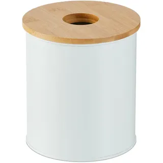 Relaxdays Kosmetikeimer , Metall, Holz, Kunststoff , Rund , 13.5x15x13.5 cm , Badaccessoires, Abfalleimer