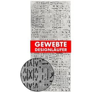KARAT Premium Teppichläufer gewebt mit Muster - 80 x 250 cm, Elfenbein - Flauschiger Baumwoll Teppich - Läufer für Küche, Flur & Wohnraum - Flurläufer Küchenläufer Flurteppich (Vena)