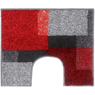 Grund Wc-Vorleger , Rot , Textil , Patchwork , rechteckig , 50x60 cm , Oeko-Tex® Standard 100, Made in Europe , für Fußbodenheizung geeignet, rutschhemmend, schadstoffgeprüft , Heimtextilien, Badtextilien, WC Vorleger