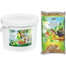 Dehner Natura Wildvogelfutter, Meisenknödel, ohne Netz, 100 Stück (10 kg) & Natura Wildvogelfutter, Fett- und Weichfutter, 5 kg