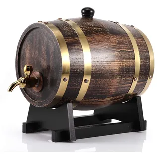 Oumefar 3L Eiche Holz Weinfass Retro Holzmaserung Dekor Eiche Holz Wein Eimer Behälter Wein Brandy Whisky Bourbon Tequila Eiche Fass mit Wasserhahn