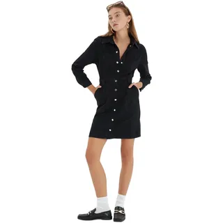 TRENDYOL Damen Trendyol Damen Oversize Hemd Fit Hemdkragen Denim Kleid, Schwarz, 38 EU