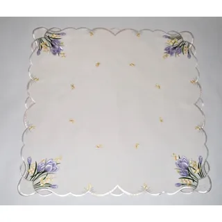 Stickereien Plauen Mitteldecke Tischdecke Krokusblüte 85 x 85 cm Grün