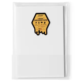 Rosin Presspapier 20x30 cm extra stark 80g per m2 Parchment Paper Hitzebeständigkeit bis 260grad Silikon Antihaftbeschichtung für Wachskonzentrate (50 Stück pro Packung)