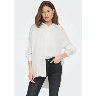 Longbluse ONLY "ONLTHYRA OVERSIZED SHIRT NOOS WVN", Damen, Gr. XS, weiß (cloud dancer), Web, Obermaterial: 100% Baumwolle, unifarben, oversize, Blusen Longbluse