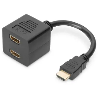Digitus HDMI Y-Verteilerkabel Typ A -2xTyp A St/Bu 0,2 m gold/schwarz