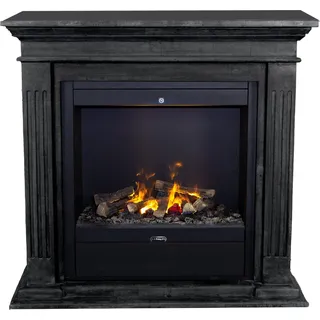Xaralyn Wasserdampf-Kamin - Cadiz EAL-SBU - schwarz Naturstein - 1500 Watt Heizung - mit Fernbedienung - Opti-Myst Elektrokamin - Kaminsims inklusive Einbaukamin - Dekokamin - Schwarz
