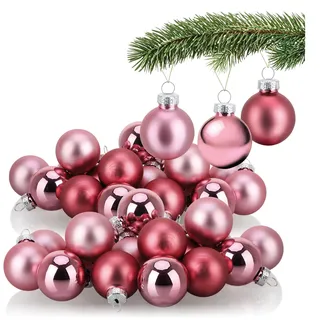 COM-FOUR® 40x Mini-Christbaumkugeln aus Glas - kleine Weihnachtskugeln für die Weihnachtsdekoration - Baumschmuck für den Weihnachtsbaum - Ø 3 cm