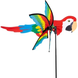 CIM Windspiel - Petite 2 in1 PAPAGEI - Windrad Ø31 cm - Windspiel mit Standstab oder Mobile mit Hängeset