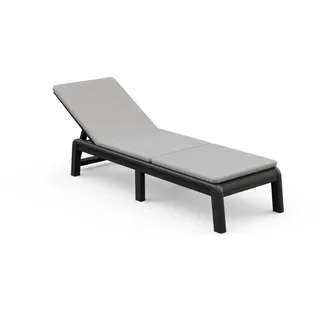 Keter Palma Sonnenliege für den Garten mit 4-Fach Verstellbarer Rücklehne und bequemer Auflage, klappbare Gartenliege, grau, 187 x 58 x 29 cm, pflegeleicht, wetterfest und uv-beständig