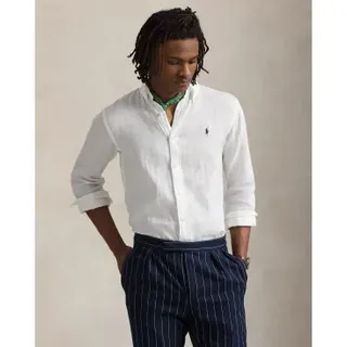 Polo Ralph Lauren für Herren. 710966294003 Maßgeschneidertes Leinenhemd weiß (XS), Lässig, Langarm