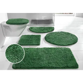 OTTO home Badematte "Inga, Badezimmer Teppich, Badvorleger" Höhe 20 mm rutschhemmend beschichtet fußbodenheizungsgeeignet  schnell trocknend  strapazierfähig Badteppich, unifarben, weich, als halbrund und rechteckig erhältlich, dunkelgrün