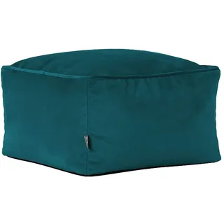 I.C.O.N. Hocker Amara Flauschiger Samt Stoff 42 x 24 x 42 cm Blaugrün