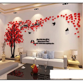 Wandtattoo Baum 3D DIY Wall Stickers Wandaufkleber Wandtattoo Wohnzimmer Schlafzimmer Family Wandsticker für Treppen Halle (Rot Links,S-200 * 100cm)