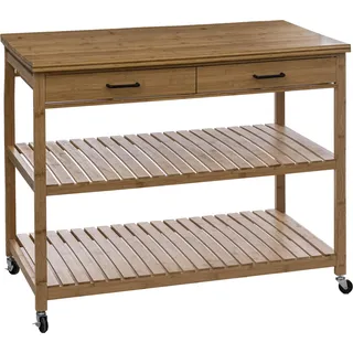 Kücheninsel auf Rollen, Servierwagen, Bambus, 108 x 60 x 90 cm - Braun