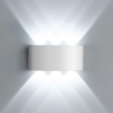 Lightsjoy LED Wandlampe Innen Aussen Wandleuchte Weiß Modern Up and Down IP65 Wasserdicht aus Aluminium 6x120°Ausstrahlungswinkel kaltweiß