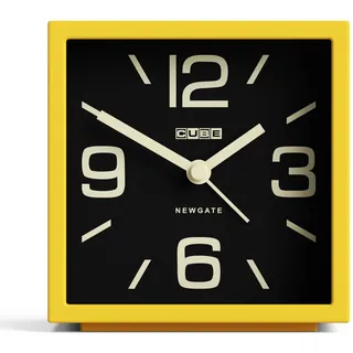 NEWGATE® Cube wecker | Design led würfelförmiger Retro Alarm | Zitrusgelb | Ideal für nachttisch, Schreibtisch, Regal und kaminsims | Mid Century Retro Accessoires für Schlafzimmer und büro