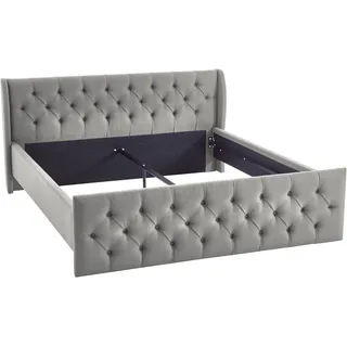 Atlantic Home Collection Bettgestell "TAMINA mit Chesterfieldoptik Kopf- und Fußteil", grau (hellgrau), B:202cm L:217cm, ATLANTIC HOME COLLECTION, Betten, Bettgestell, mit Chesterfield Kopf- und Fußteil