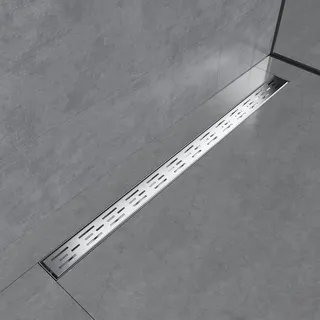 EMKE Duschrinne 110cm Edelstahl Duschablauf Flach, Siphon mit Geruchsstop/Haarsieb Randablauf,Seitenreihendesign Duschablauf Ablaufrinne Dusche Duschabfluss für Badezimmer