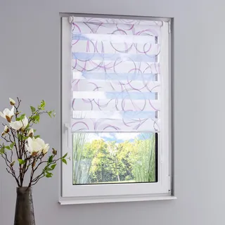 GARESA Doppelrollo Swing 50 x 150 cm weiß/grau/pink