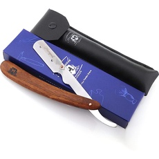 Haryali London Rasiermesser Herren Set - Barber Rasier Messer Mit Wechselklinge Unser Bart Messer Mit Ledertasche Straight Razor Wood Handle