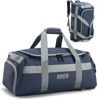 MIER Sporttasche groß Reisetasche mit Schuhfach 60L Sportrucksack Duffle Bag Fitness Trainingstasche für Herren, Weekender, Gym, Reise, Fußball- Blau