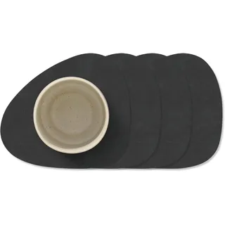 LIND DNA Untersetzer Nupo - Leder - Schwarz - 13 x 11 cm - 4 Stück